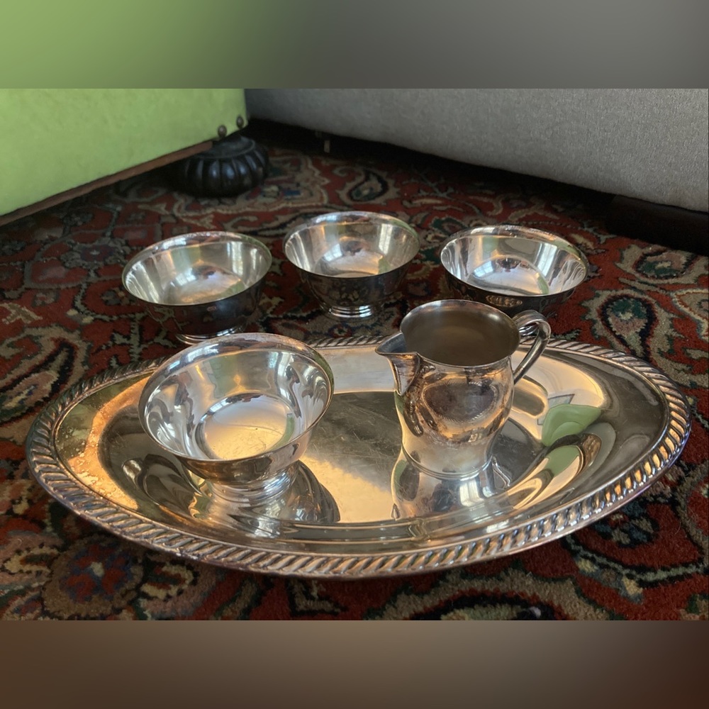 Silver PAUL REVERE Set REPRODUCTION TRAY Set Silverplate Serving Tray Set Silver